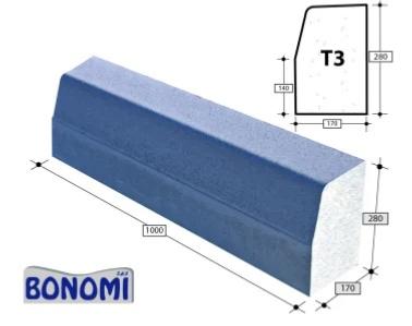 Bordure trottoir béton type T3 - H28xl17x100cm