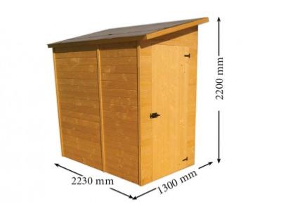 Abri Mural Bois Massif Range-Vélos-Scooters-Motos avec Porte Latéral / 16mm/ dim.ext L 223 x130 x H
